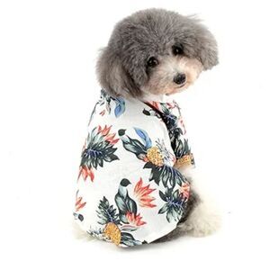 Pet NWOT White Pineapple Print Lightweight Hawaiian Style Shirt Size Medium